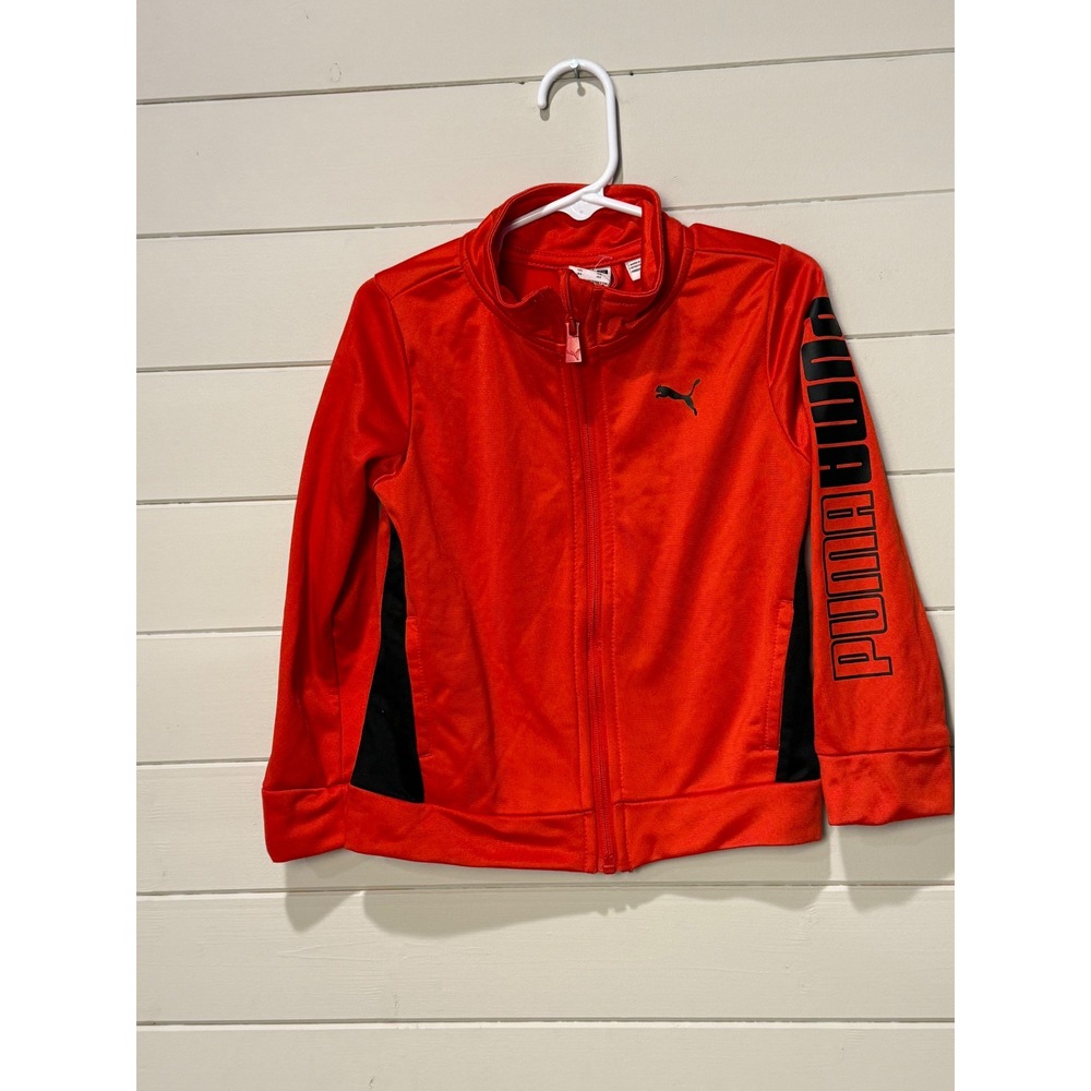 Kids Red Puma Track Jacket Full Zip Logo Sleeve Size 3T‎ Athletic